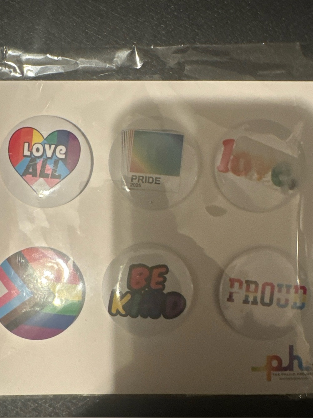 Gay Pride Rainbow Button Pin Set - 6 Colorful Pins